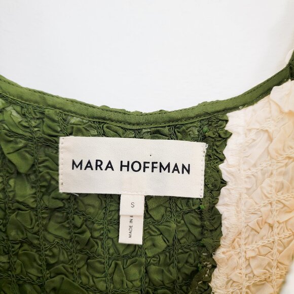 Mara Hoffman Sloan Popcorn Dress in Green Cream Small - Picture 9 of 9
